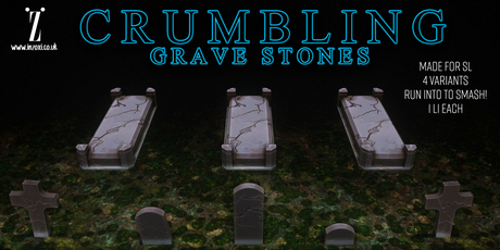 Second Life Marketplace - [inZoxi] - Smashable Crumbling Gravestones Set